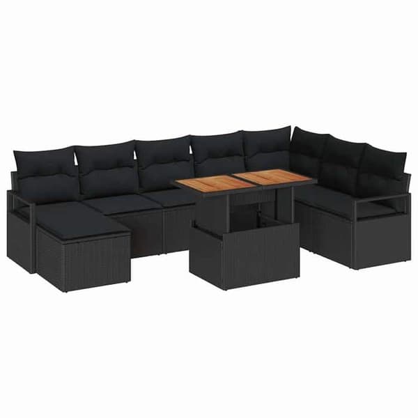 Havemøbel sæt - MAISON EXCLUSIVE - 9 dele modulært - Sort poly rattan - Indbygget opbevaring Svart