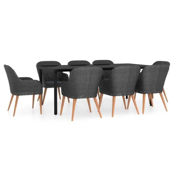 Maison Exclusive - Havemøbler sæt med puder 9 stk sort