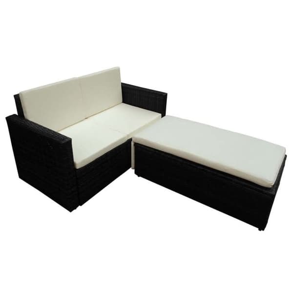 Maison Exclusive - Trädgårdsmöbler 2 delar med kuddar, flätad resin, svart Svart