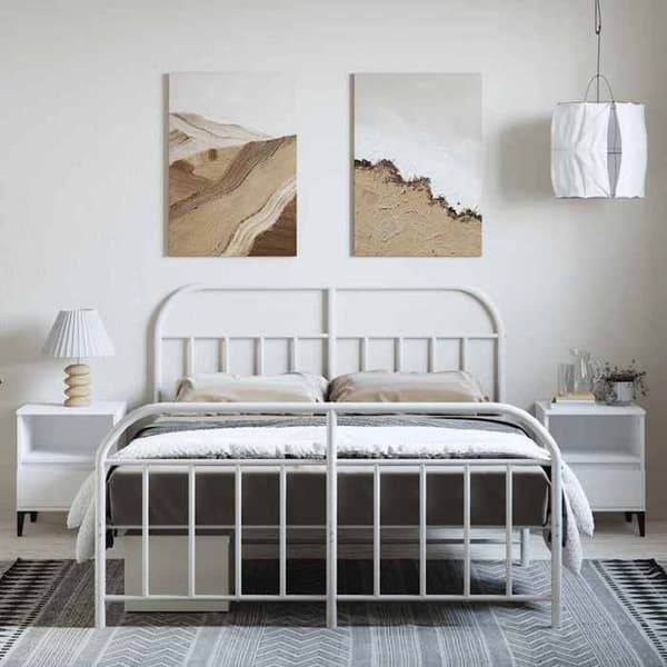 Sengestel - EKSKLUSIV HUS - 135x190 cm - Hvid - Stål - Lamelseng Vit