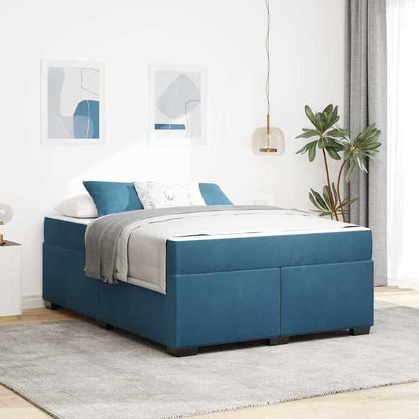 Maison Exclusive - Sängram med madrass Mörkblå 140 x 200 cm tyg Mörkblå