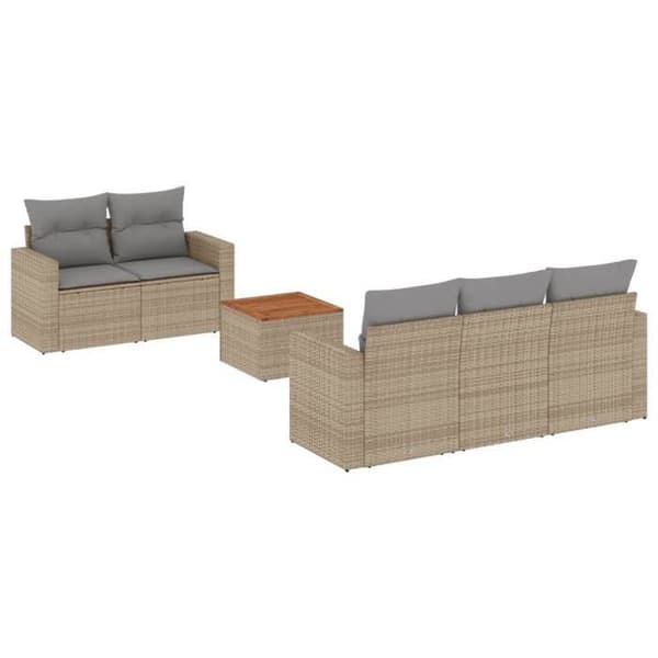Maison Exclusive - Trädgårdsmöbler med kuddar 6 delar blandning beige flätad resin