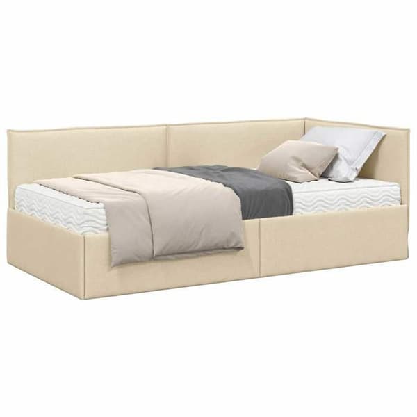 Maison Exclusive - Hörnsängram med madrass 2 pc Kräm 100 x 200 cm