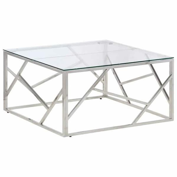 Bord - EKSKLUSIV HUS - 80 cm - Rustfrit stål - Tempereret glasplade - Sølvfarvet Silver
