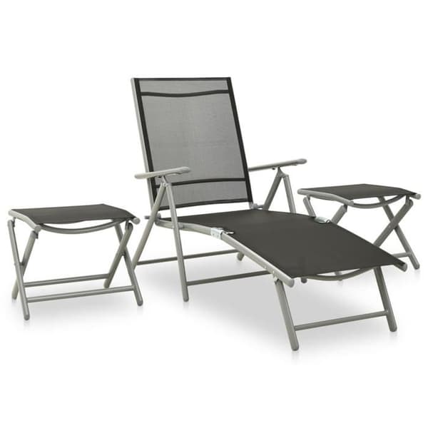 Maison Exclusive - Trädgårdsmöbler 3 delar textilene och aluminium silverfärgad Silver