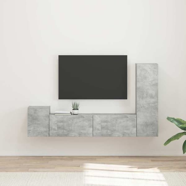 Maison Exclusive - TV-møbel sæt 4 dele Grå beton Ingeniørtræ