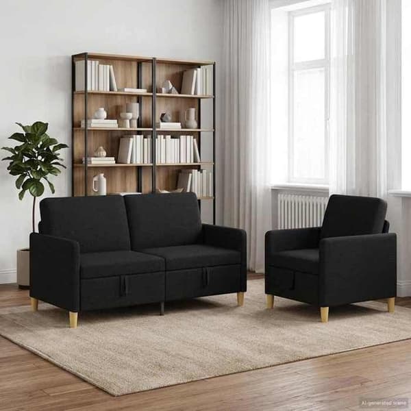 Maison Exclusive - Sofa med opbevaring 2 stk Sort Polyester