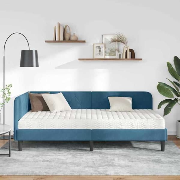 Maison Exclusive - Blå hörnsängram 100 x 200 cm Sammet