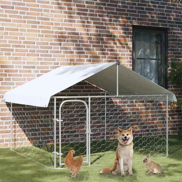Maison Exclusive - Udendørs hundehus med tag 200x200x150 cm Silver