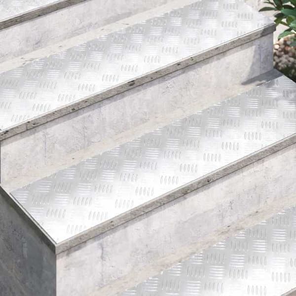 Maison Exclusive - Nez de marche 2 pc 100 x 25 cm Silver Aluminium Rektangulär