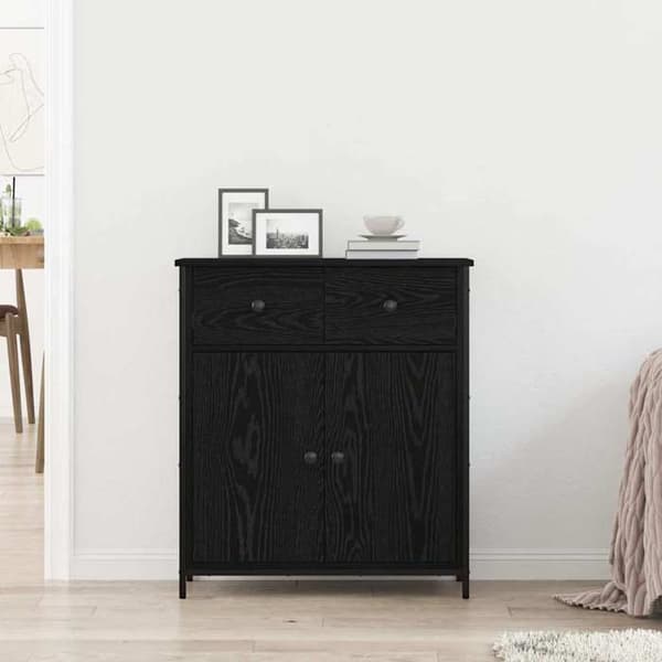 Buffet - EKSKLUSIVT HUS - 70x30x80 cm - Sort eg - Ingeniørtræ - Moderne svart ek