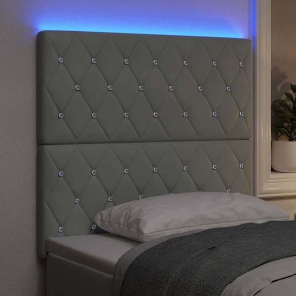 Maison Exclusive - LED-hovedgærde med LED-strips Lys Grå 100 cm Velour