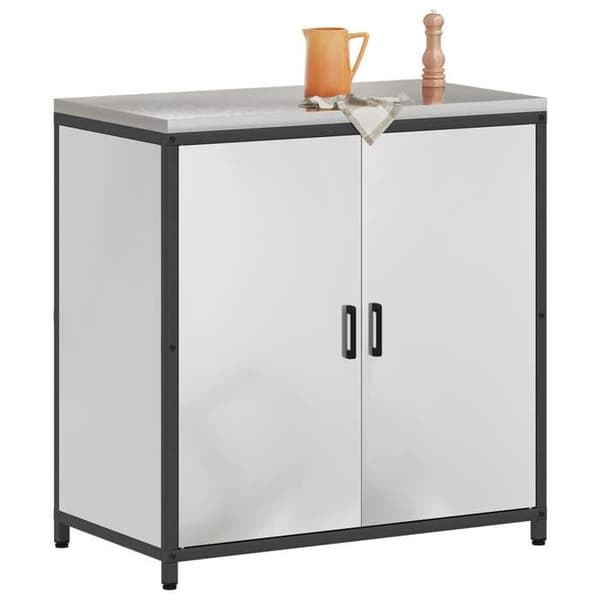 Köksförvaringsmöbel - EXKLUSIVT HEM - HATTEM - Silver/Grå - 90x50x92 cm - Stål & trä