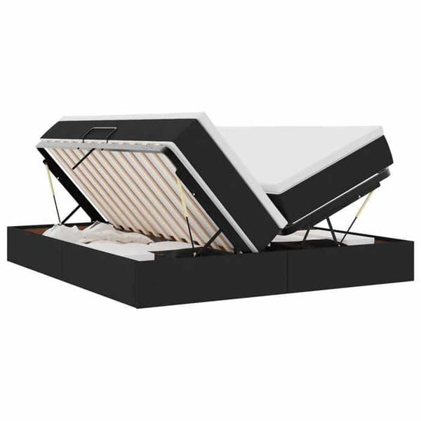 Maison Exclusive - Säng med förvaring och madrass Svart 200 x 200 cm Polyester