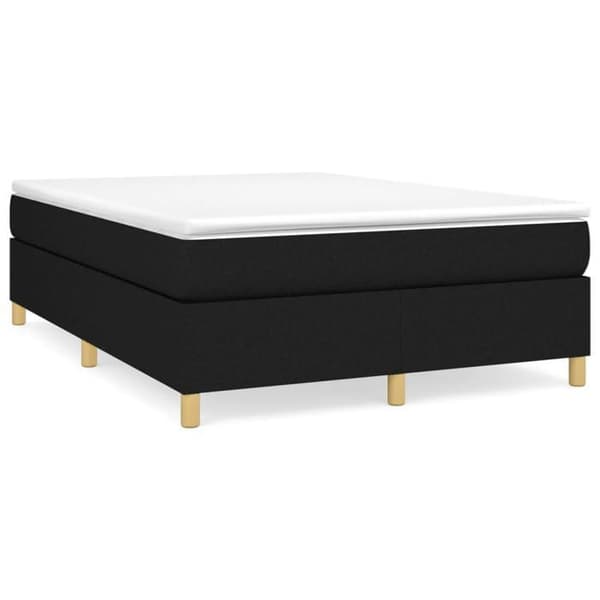 Maison Exclusive - Musta sänkyrunko lankuilla 140x190 cm kangas svart