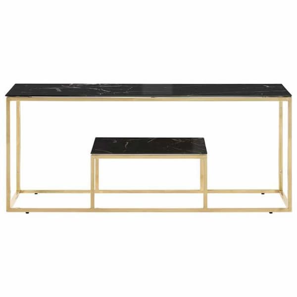 Sofabord - EKSKLUSIV HUS - Moderne design - Hærdet glas - Ramme i rustfrit stål - Guld gyllene