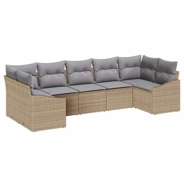 Trädgårdsmöbler - EXKLUSIVT HEM - Set 7 delar - Beige - Poly rattan - Justerbart bord beige