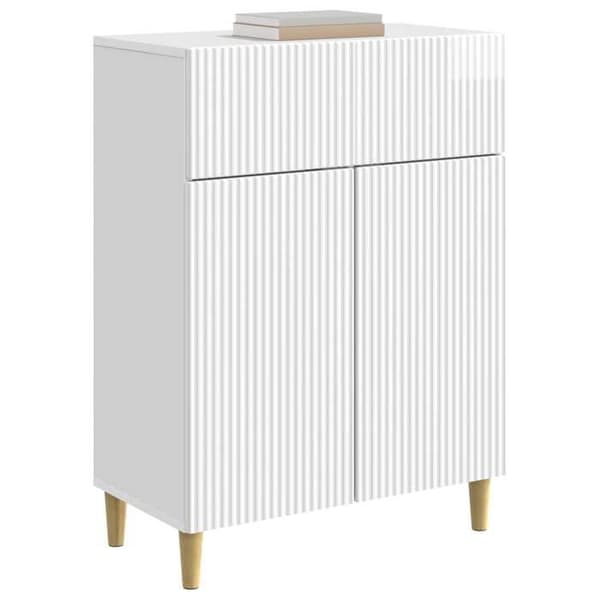 Maison Exclusive - Buffé Vit glänsande 66 x 34,5 x 90 cm Ingenjörsträ Strålande vit