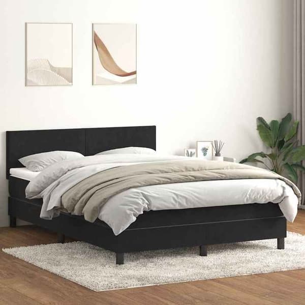 Maison Exclusive - Sängyn lattiapuut, musta patja 160x210 cm sametti