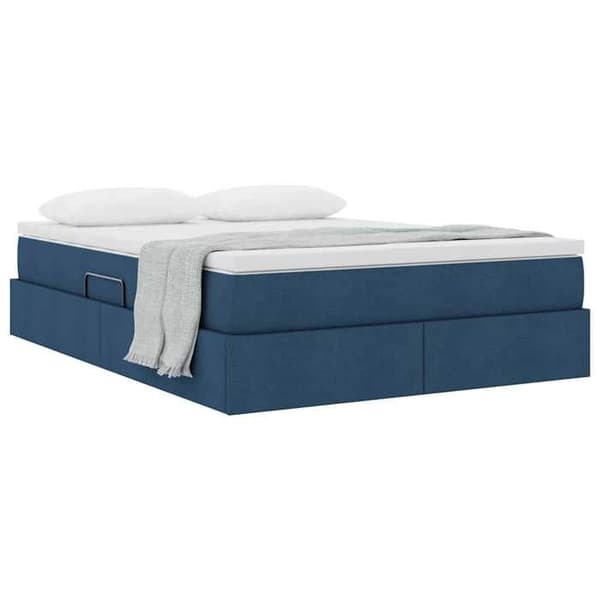 Maison Exclusive - Seng med opbevaring og madras Blå 140 x 190 cm Polyester Blå