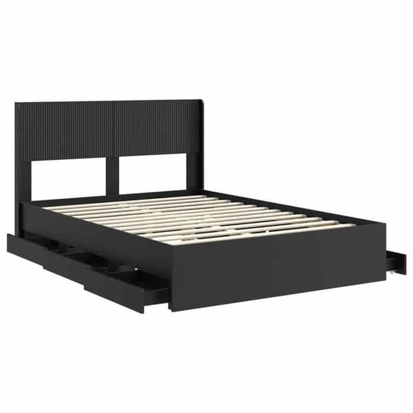 Maison Exclusive - Sengestel med opbevaring og hovedgærde Sort 150 x 200 cm Svart