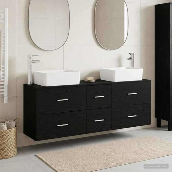 Maison Exclusive - Badeværelsesskabssæt 3 stk Sort 136 x 35 x 80 cm