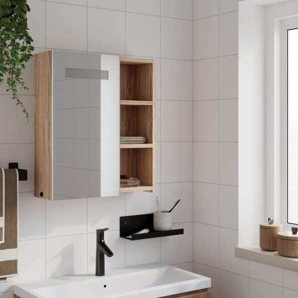 Maison Exclusive - Spegelbadskåp med LED ek 45x13x52 cm