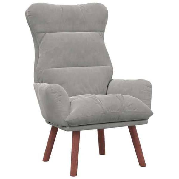 Fåtölj - EXKLUSIV HEM - 69x74x93 cm - Ljusgrå sammet - Ben i gummiträ - Modern design Ljusgrått