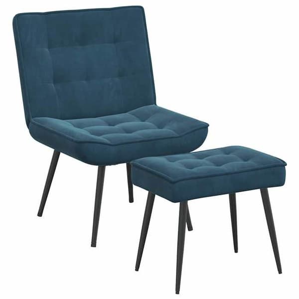 Maison Exclusive - Afslapningsstol med skammel Blå Velour