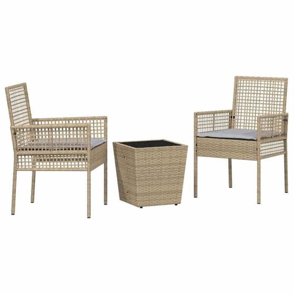 Maison Exclusive - 3 osan beige polyrottinkinen puutarhabistro-setti