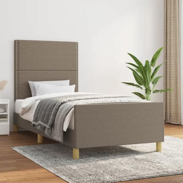 Sengestel - EKSKLUSIV HUS - 90x190 cm - Taupe - Polyesterstof - Justerbar hovedgærde Mol