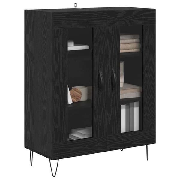 Maison Exclusive - Buffet Sort egetræ 69,5 x 34 x 90 cm Ingeniørtræ svart ek