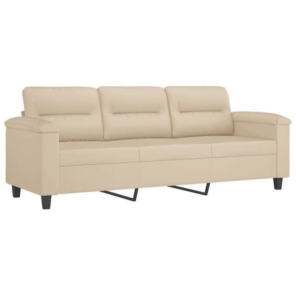 Maison Exclusive - 3-delars soffgrupp med kuddar i crèmefärgad mikrofiber Grädde