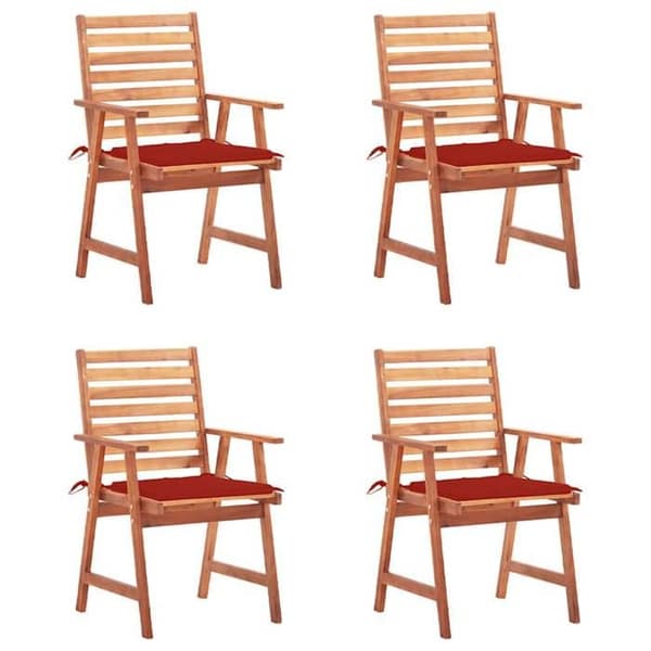 Maison Exclusive - Utomhusmatstolar set om 4 med kuddar i massiv akacia