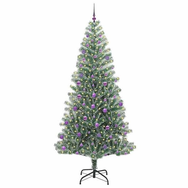 Kunstigt juletræ - EKSKLUSIV HUS - Flocket træ - Sneet - Varm hvid LED - USB-strømforsyning Snövit