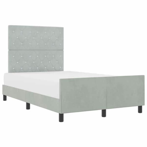 Seng - EKSKLUSIVT HUS - Boxmadras - 120 x 200 cm - Lys grå velour - Justerbar hovedgærde Ljusgrått