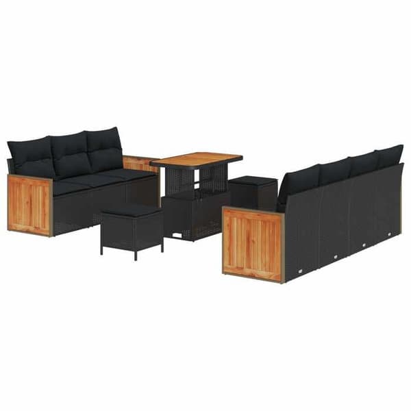 Maison Exclusive - 10 osan puutarhakalustesarja 9-hengen Musta