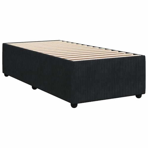 Sengramme med madras - Eksklusivt Hus - 90x200 cm - Sort Velour - Vaskbart betræk
