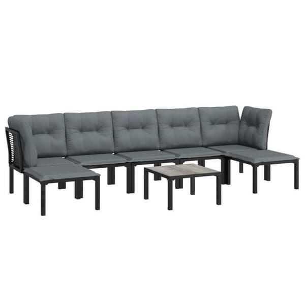 Maison Exclusive - 8 dele have møbler sæt i sort og grå flettet resin