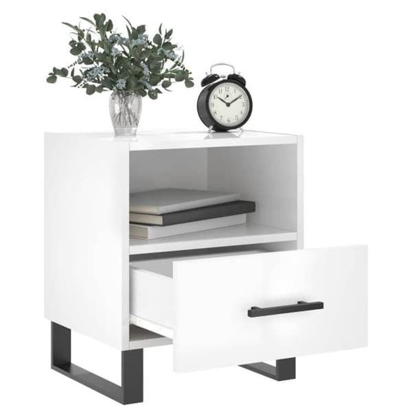Maison Exclusive - Sängbord 2 st vit glänsande 40x35x47,5 cm Strålande vit