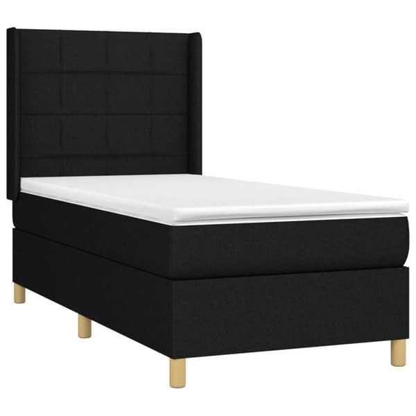 Maison Exclusive - Seng med lamelbund og madras Sort 90x200 cm Stof