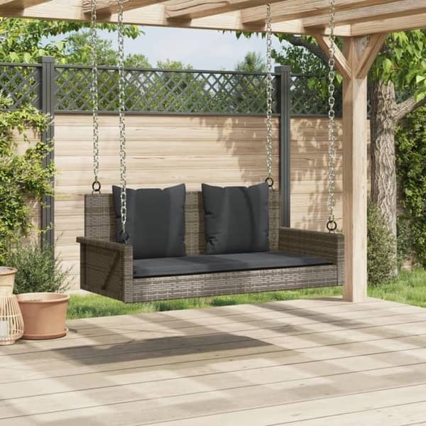 Maison Exclusive - Balanssoffa med grå kuddar 119x56x48 cm flätad resin