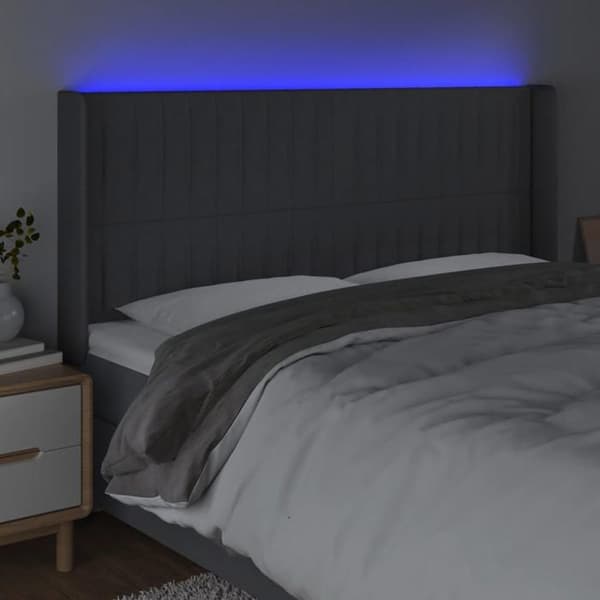 Maison Exclusive - LED-huvudgavel Mörkgrå 163x16x118/128 cm Tyg mörkgrå