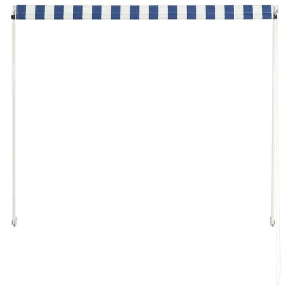 Fällbart tak - Manual - Blå och vit - 100 x 150 cm - UV- och vattentålig polyester Blå och vit
