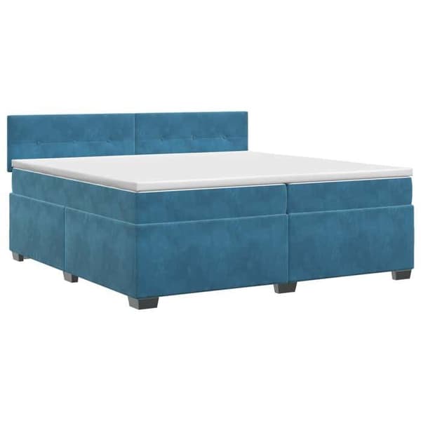 Maison Exclusive - Boxspring seng med madras Mørkeblå 200 x 200 cm Velour Mörkblå