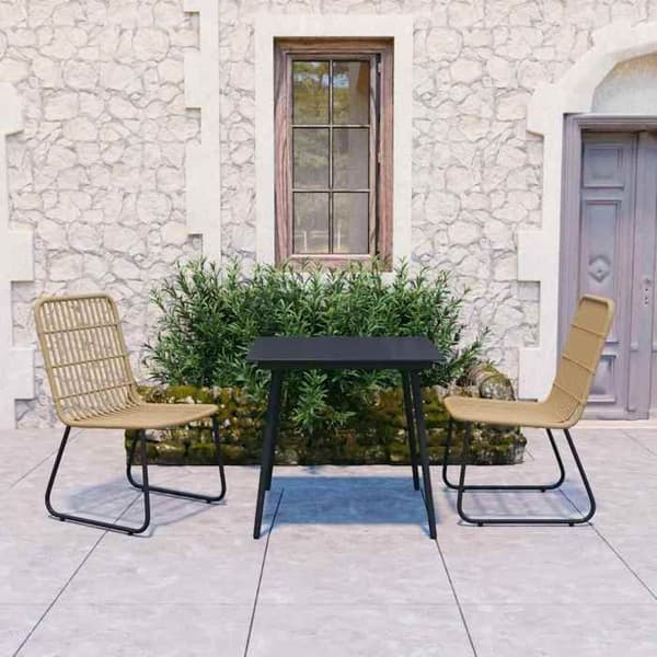 Maison Exclusive - Utomhusmatgrupp 3 delar i flätad resin och glas