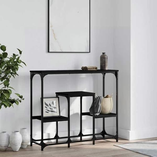 Maison Exclusive - Sort konsolbord 89,5x28x76 cm i ingeniørtræ