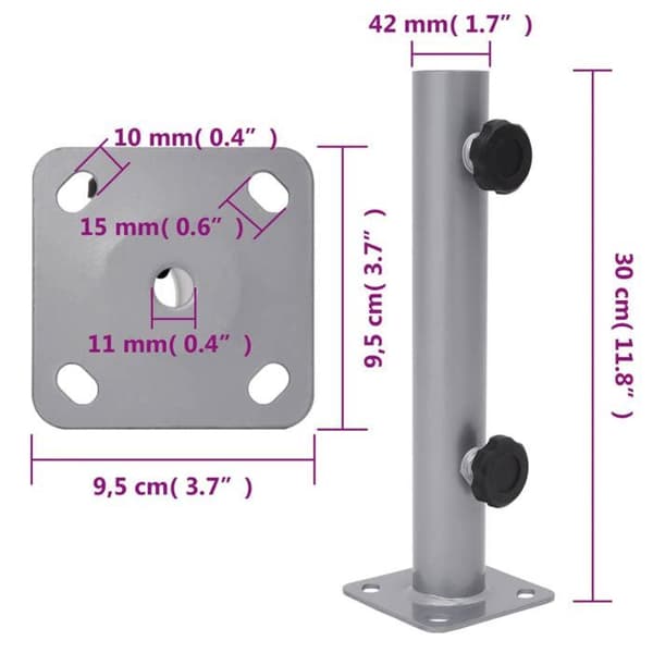 Maison Exclusive - Parasolbas för mast Ø32/34/38 mm silverfärgad stål Silver