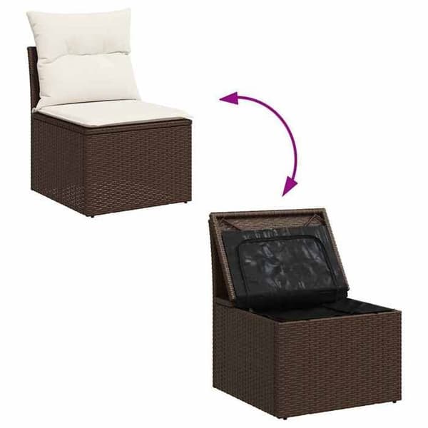 Maison Exclusive - Trädgårdsmöbler med kuddar 7 delar brun flätad resin