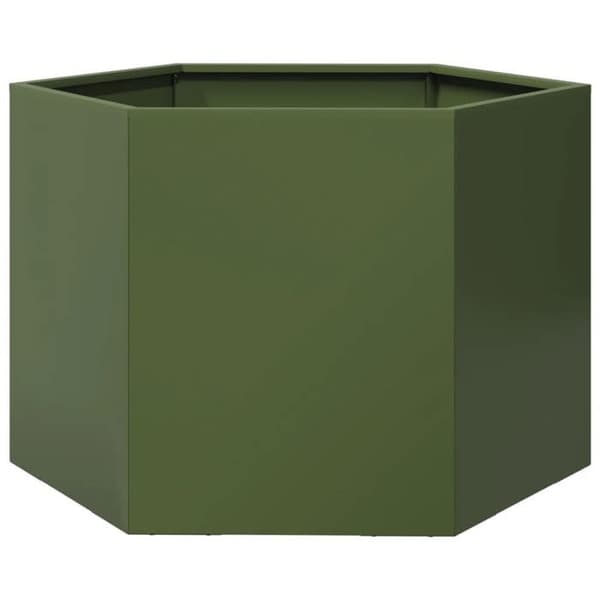 Maison Exclusive - Olivengrøn hexagonal plantekasse 69x60x45 cm stål
